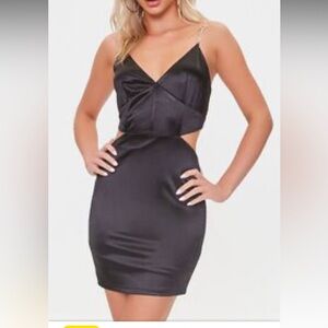 Elegant Mini Satin Black Dress